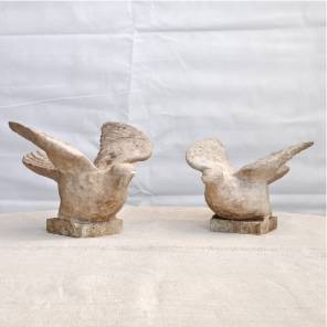 A pair of French 19th century marble doves